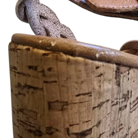 NICOLE  Brown Braided Cork Wedge Platform Sandals sz 8 - Picture 9 of 10